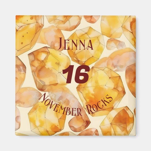 Citrine-Themed November Geburtstagsfeier Magnet (Vorne)