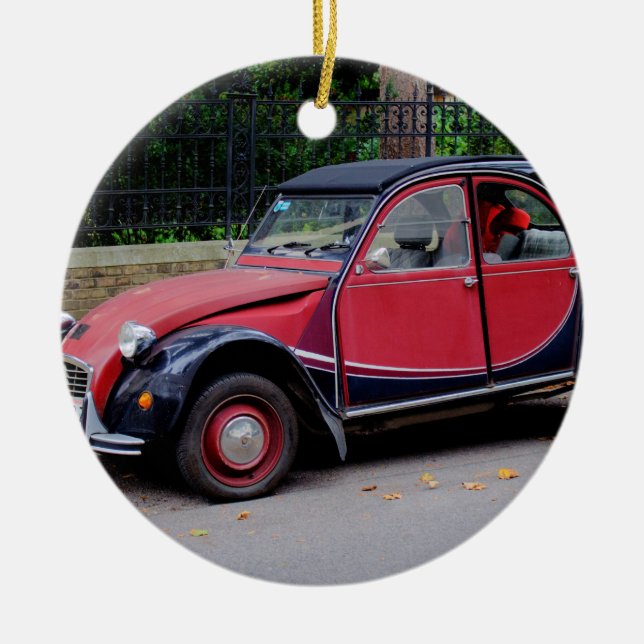 Citroen 2 CV Charleston Keramik Ornament (Vorne)