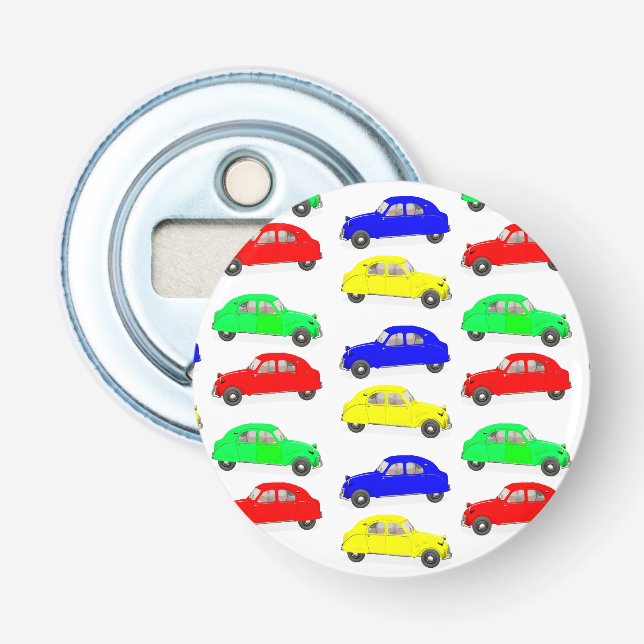 Citroen 2 CV gepolstertes Muster Flaschenöffner (Vorderseite)