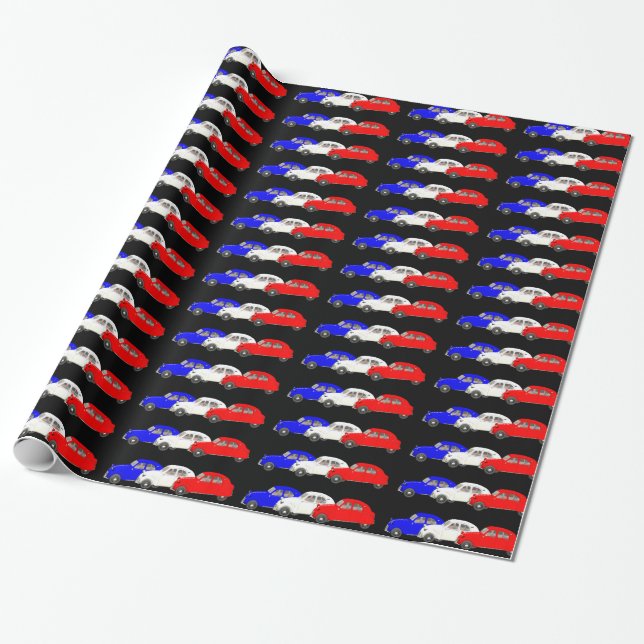 Citroën 2 CV Tricolore Geschenkpapier (Ungerollt)