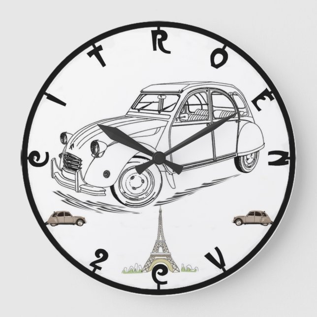 Citroen 2CV Retro Wall Clock Große Wanduhr (Vorderseite)