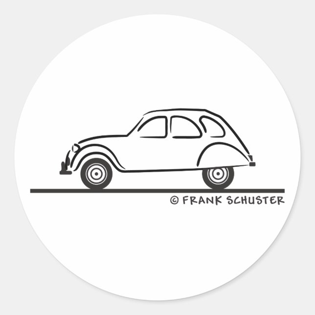 Citroen 2CV Runder Aufkleber (Vorderseite)
