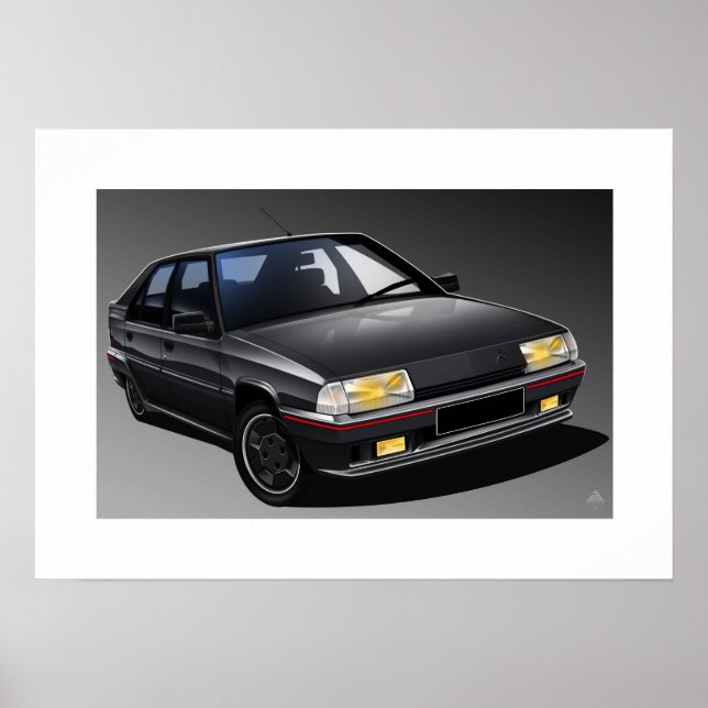 Citroen BX 16V Illustriertes Poster (Vorne)