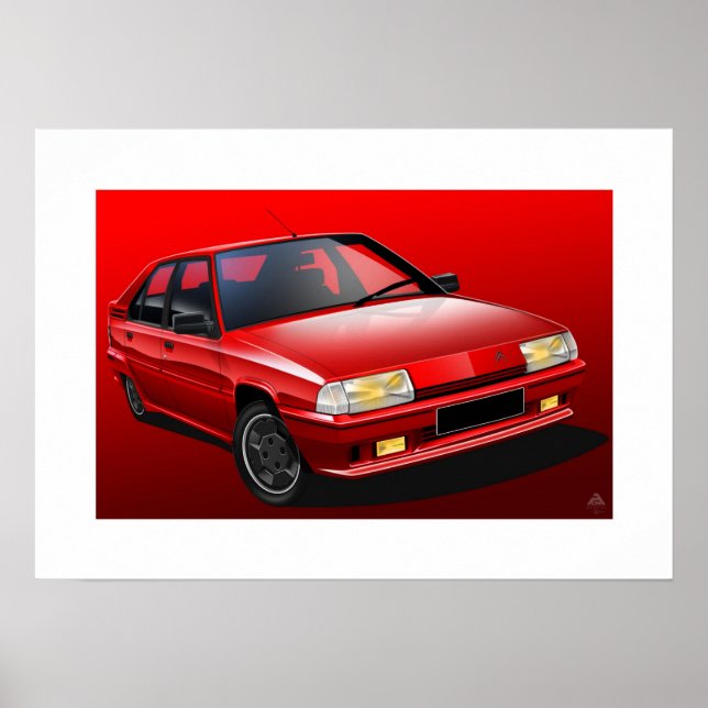Citroen BX 16V Illustriertes Poster (Vorne)