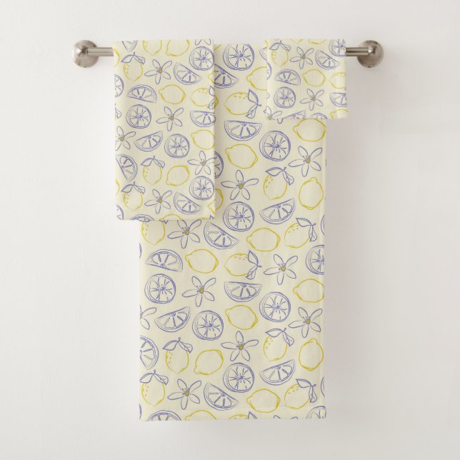 Citron Doodle Pattern Badehandtuch Set (Insitu)