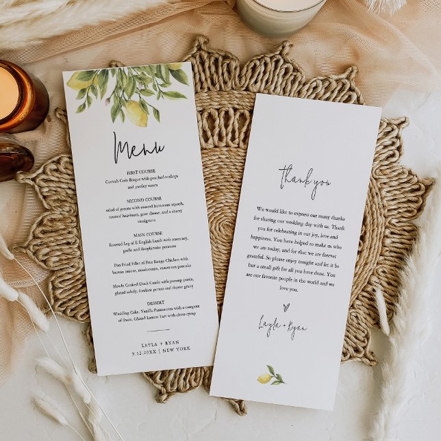 CITRON Lemon Citrus Wedding Dinner Menü (Von Creator hochgeladen)