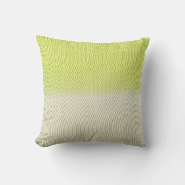 Citron Lime Green Dusty Cream Digital Herringbone Kissen Für Draußen (Vorderseite)