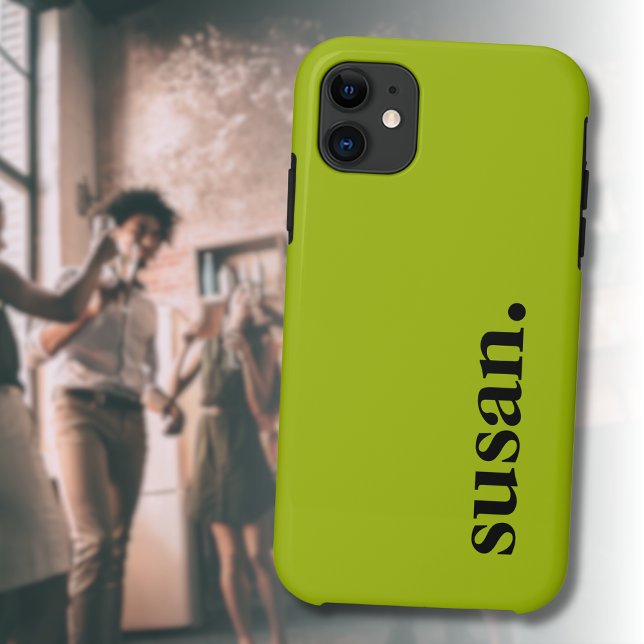 Citron Yellow Solid Color Eleganter Name Case-Mate iPhone Hülle (Von Creator hochgeladen)