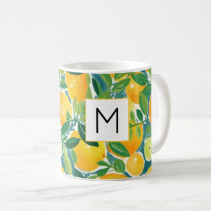 Citrus Art Lemons Orangen Limes Olivenweg Frische Kaffeetasse