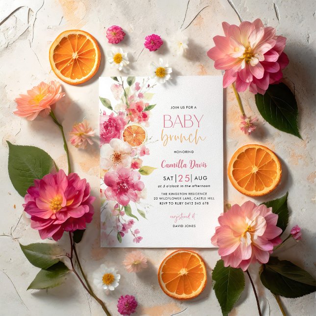 Citrus Baby Brunch, Lemon Bright Floral Einladung (Citrus Baby Brunch)