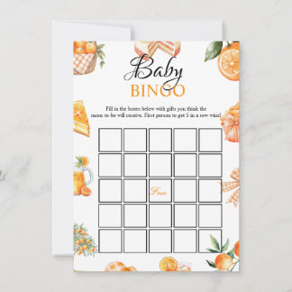 Citrus Baby shower bingo Game Card Einladung