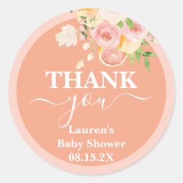 Citrus Baby Shower Girl Classic Round Sticker