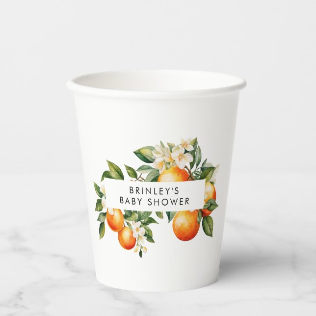 Citrus Baby Shower Paper Cup Kleine Süsse Orange Pappbecher (Vorderseite)