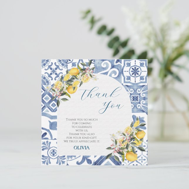 Citrus Babydusche Dankeskarte (Stehend Vorderseite)