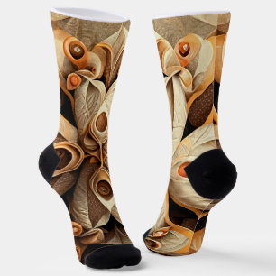 Citrus Beige Braun Ziermuster Karierte Dekoration Socken