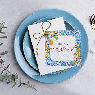 Citrus Blau Gelbe Zitrone Amalfi-Küste Baby Shower Geschenkanhänger