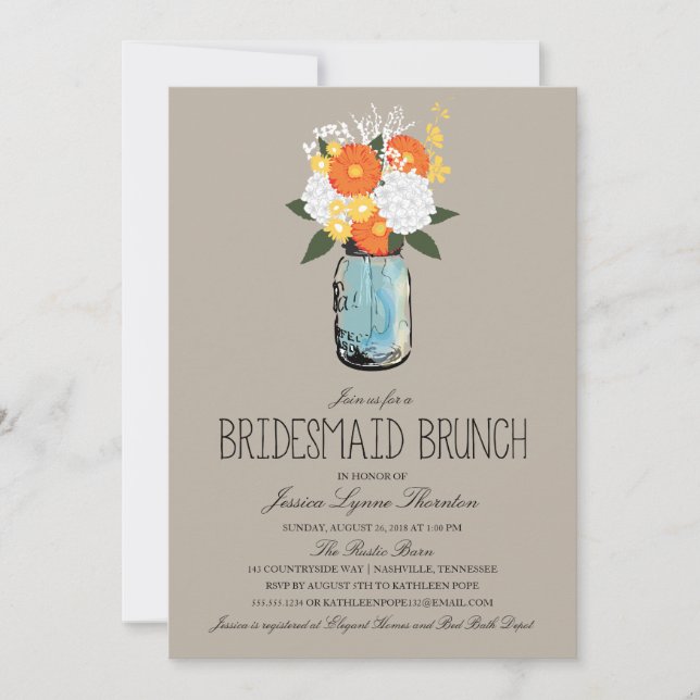 Citrus Bloom Mason Jar | Bridesmaid Brunch Einladung (Vorderseite)