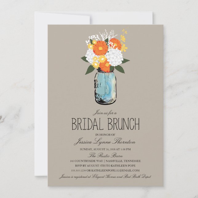 Citrus Bloom Mason Jar| Bridesmaid Brunch Einladung (Vorderseite)