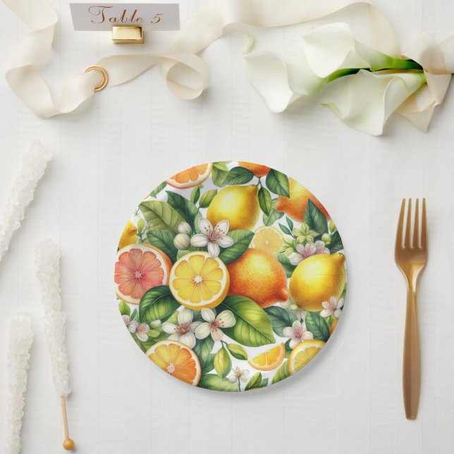 Citrus Bloom Pappteller (Hochzeit)