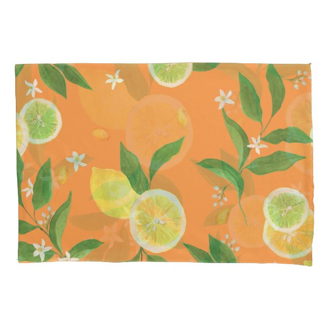 Citrus Bloom Wasserfarbstoff Kissenbezug (Vorderseite)
