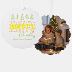 Citrus Blush Scribbles Frohen Weihnachtskuchen Ornament Karte