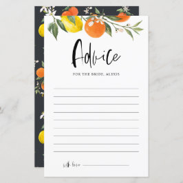 Citrus Botanical Brautparty Advice Card