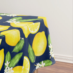 Citrus Botanical Lemon Navy Blue Tischdecke