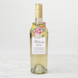 Citrus Botanical Wedding Willkommen Flaschenanhänger