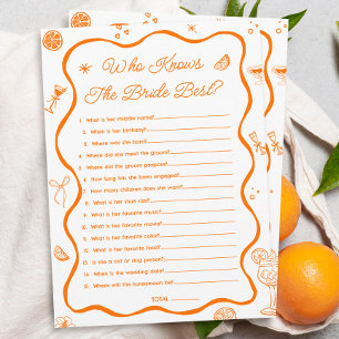 Citrus Brautparty, das Bride Game Card kennt Einladung