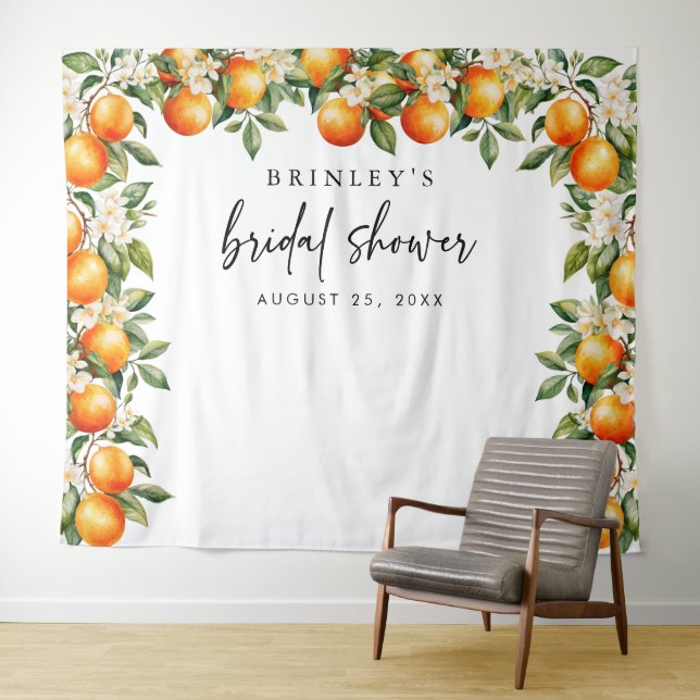Citrus Brautparty Foto Hintergrund Orange Blossom Wandteppich (Beispiel (Horizontal))