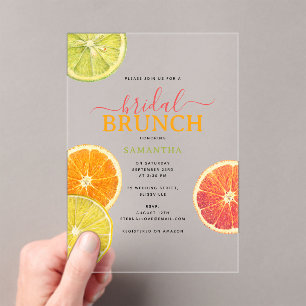 Citrus Bridal Brunch Lemon Orange Brautparty Acryleinladungen