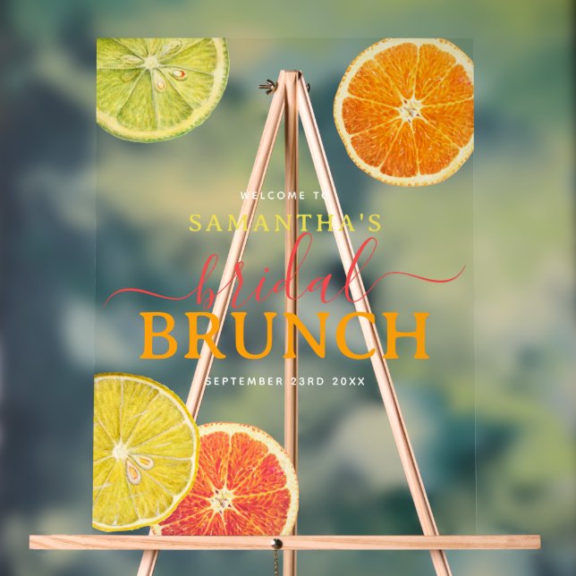 Citrus Bridal Brunch Lemon Orange Brautparty Acrylschild (Neutral)