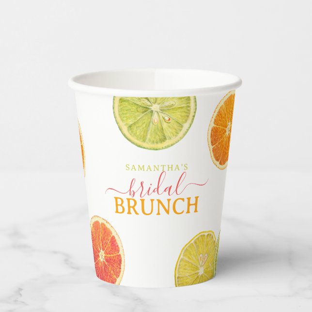 Citrus Bridal Brunch Lemon Orange Brautparty Pappbecher (Links)