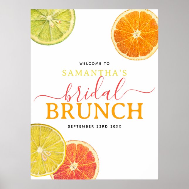 Citrus Bridal Brunch Lemon Orange Brautparty Poster (Vorne)
