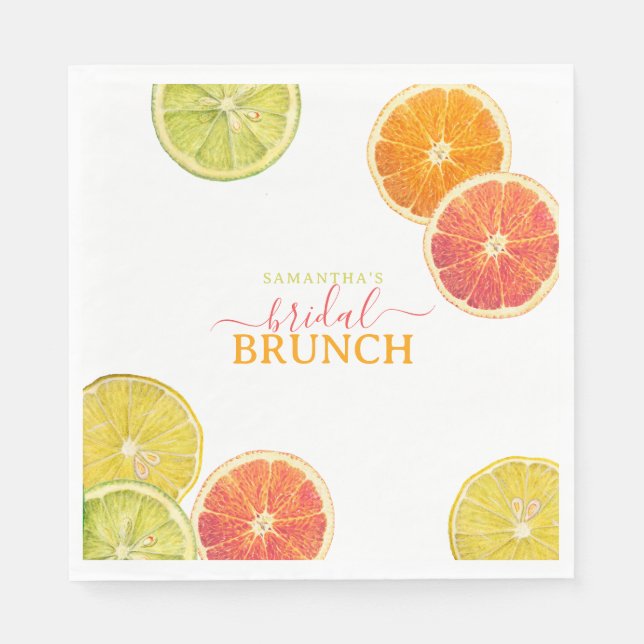 Citrus Bridal Brunch Lemon Orange Brautparty Serviette (Vorderseite)