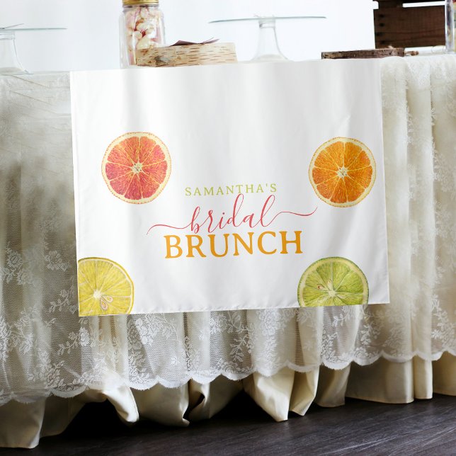Citrus Bridal Brunch Lemon Orange Brautparty Wandteppich (Citrus Bridal Brunch Lemon Orange Bridal Shower Tapestry)