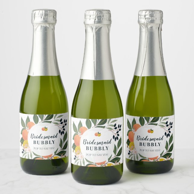 Citrus Bridesmaid Bubbly Brautparty Vorschlag (Flaschen)