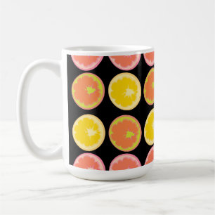 Citrus Candy Lemon Muster Schwarze Küche Kaffeetasse