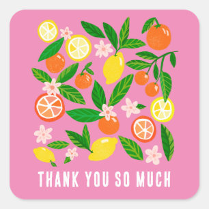 Citrus Celebration Custom BABY SHOWER Vielen Dank Quadratischer Aufkleber