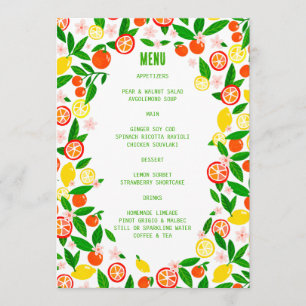 Citrus Celebration CUSTOM Bold Summer LEMON LIMON Menükarte