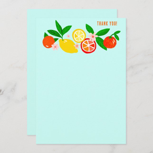 Citrus Celebration Custom Colorful Blank Note Dankeskarte (Vorne/Hinten)