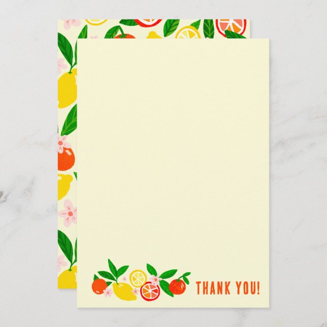 Citrus Celebration Custom Colorful Blank Note Dankeskarte (Vorne/Hinten)