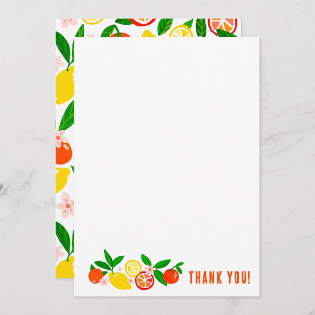 Citrus Celebration Custom Colorful Blank Note Dankeskarte (Vorne/Hinten)
