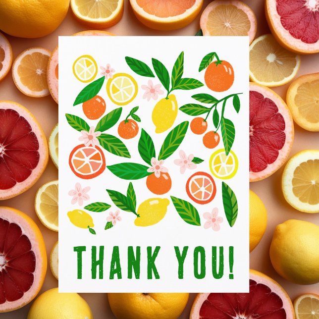 Citrus Celebration Custom Colorful Lemons Orange Postkarte (Citrus Celebration Custom Colorful Lemons Oranges THank you Postcard)