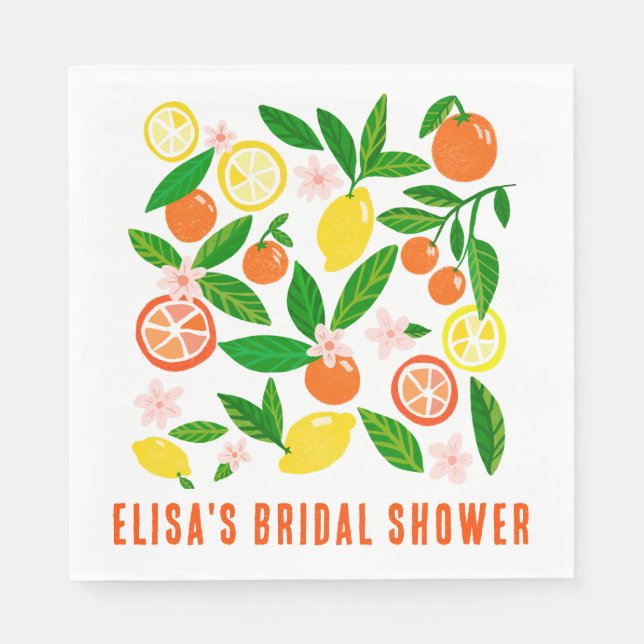 Citrus Celebration Custom Name BRIDAL SHOWER Serviette (Vorderseite)
