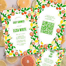 Citrus Celebration CUSTOM QR Code BABY SHOWER Einladung