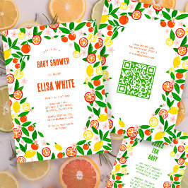 Citrus Celebration CUSTOM QR Code BABY SHOWER Einladung