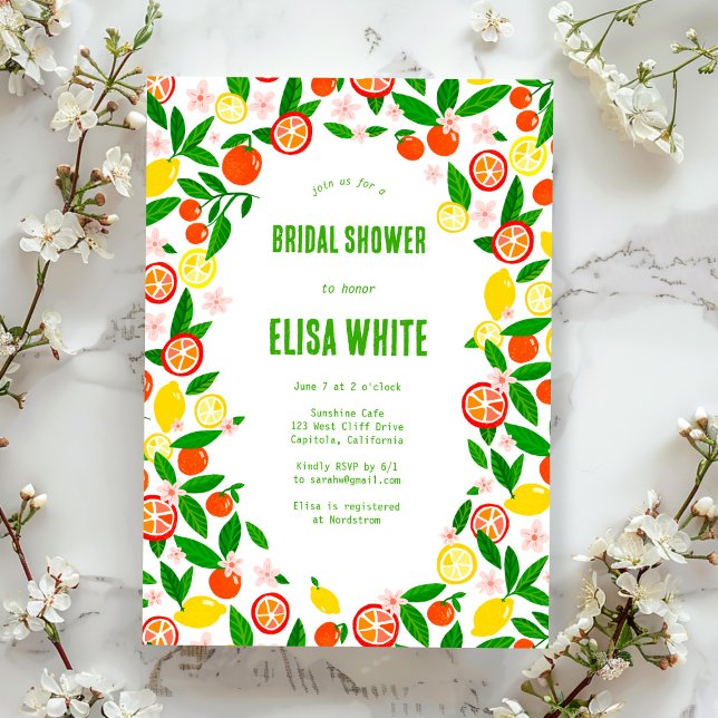 Citrus Celebration CUSTOM Summer BRAUTPARTY Einladung (Citrus Celebration CUSTOM Summer BRIDAL SHOWER Invitation
Oranges Lemons Colorful Italy Med Yellow)