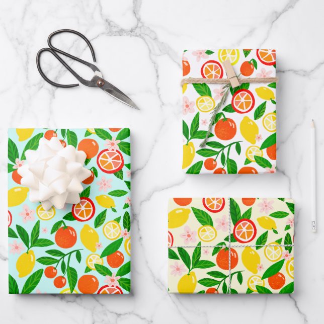 Citrus Celebration Lovely Lemons Awesome Oranges  Geschenkpapier Set (Vorderseite)