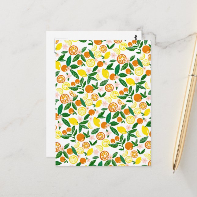 Citrus Celebration Lovely Lemons & Orange Bold Postkarte (Vorderseite/Rückseite Beispiel)